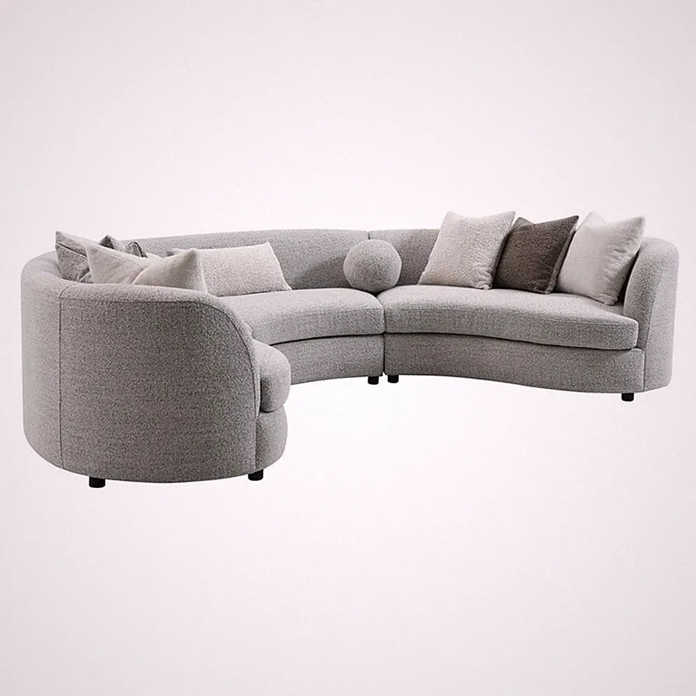 Bowery Hill Fabric Upholstered Sectional Sofa with 9 Pillows in Gray