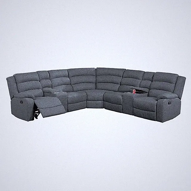 Bowery Hill L Shape 3pc Manual Reclining Sectional Sofa in Dark Gray Burlap