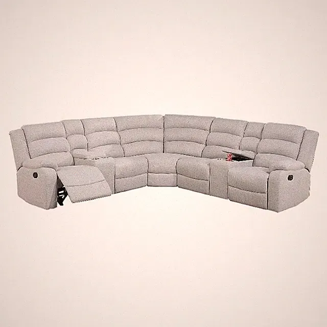 Bowery Hill L Shape 3pc Manual Reclining Sectional Sofa in White Burlap