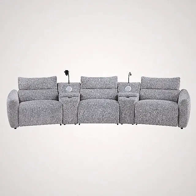 Bowery Hill Modular Console with Speaker in Light Gray Chenille