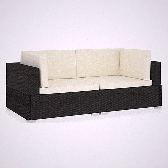 Bowery Hill Powder-Coated Steel Medium Adjustable Feet Patio Sofa in Black