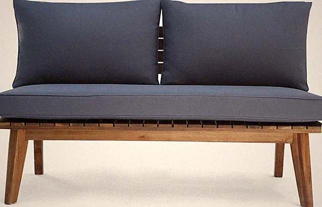 Boyle Outdoor Acacia Wood Loveseat, Teak Finish/Gray