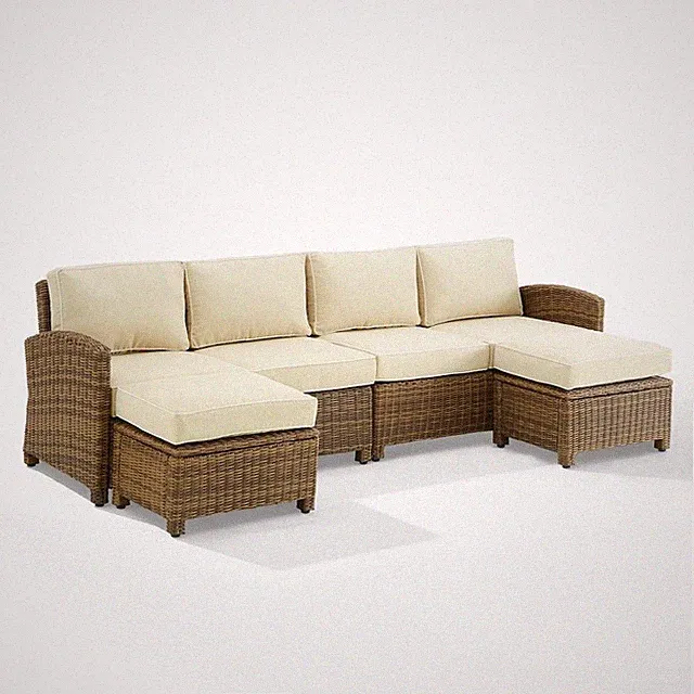 Bradenton 4Pc Outdoor Sectional Furniture Set, Left&Right Loveseat, 2 Ottomans