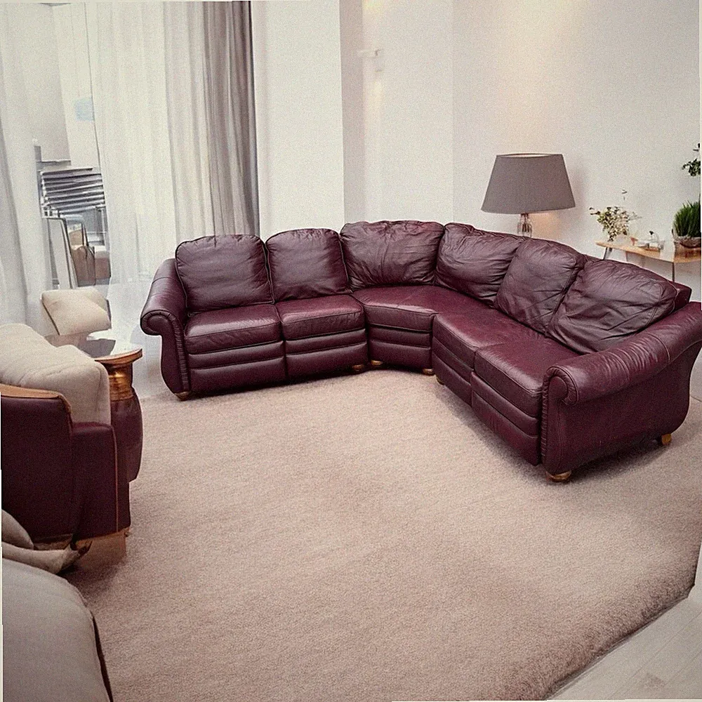 Bradington Young Burgundy Sectional Sofa w/ 2 Recliner Seats - Classic Furniture