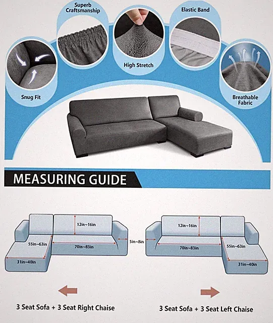 BRAND NEW 2-PIECE SECTIONAL COUCH COVER – DARK GREY