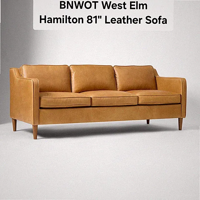 Brand New West Elm Hamilton 81" sofa in Charme Tan Carmel Supple leather