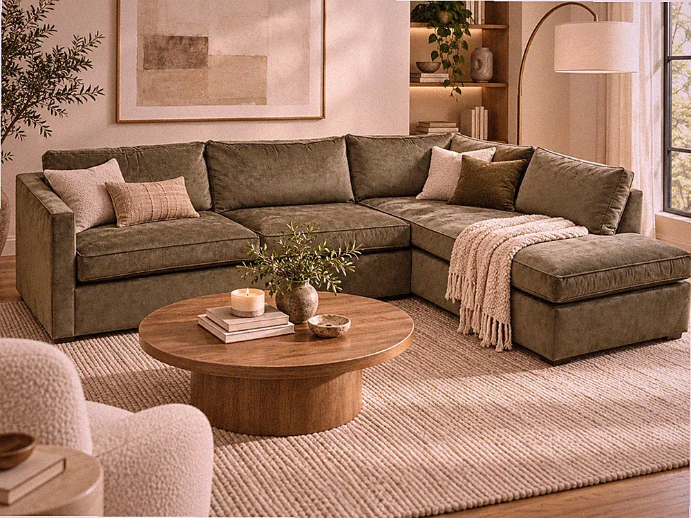 BRAND NEW West Elm Harris 2-Piece Sectional Dark Olive Velvet