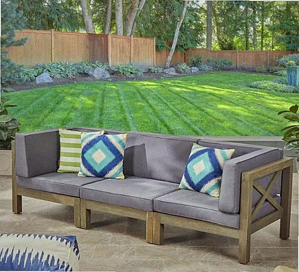 BRAVA X-BACK 3 SEATER OUTDOOR SECTIONAL SOFA SET, DARK GRAY