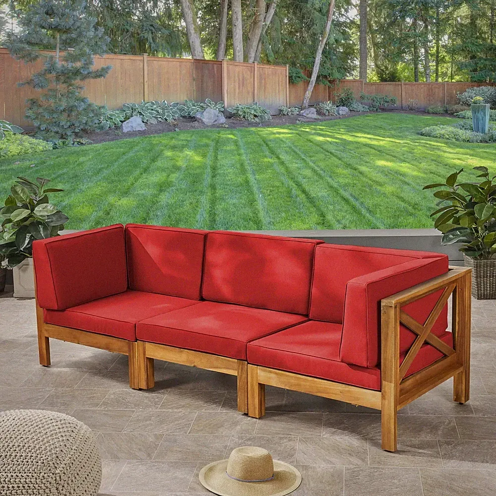BRAVA X-BACK 3 SEATER OUTDOOR SECTIONAL SOFA SET, RED