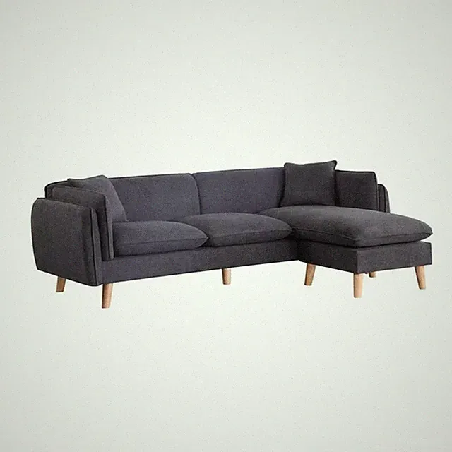 Brayden Dark Gray Fabric Sectional Sofa Chaise Ottoman and 2 Pillows