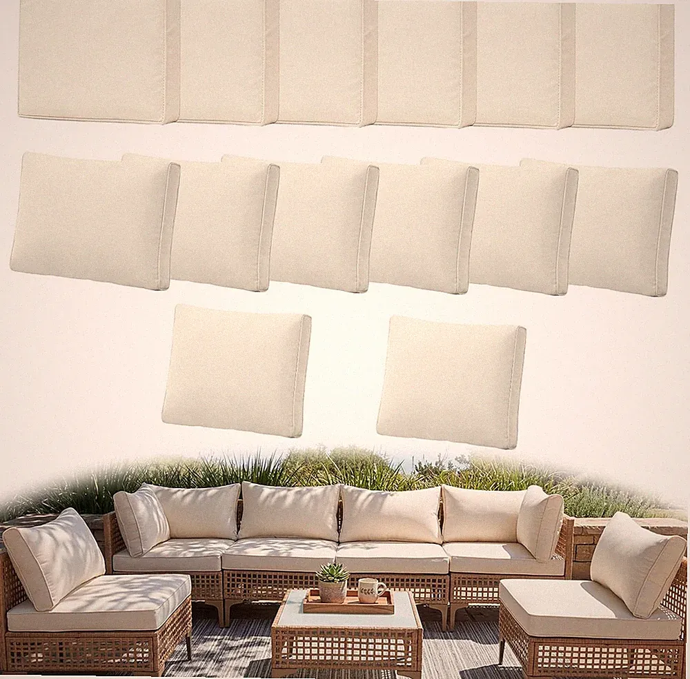 Breathable 14-Piece Outdoor Couch Cushion Covers for Patio Furniture
