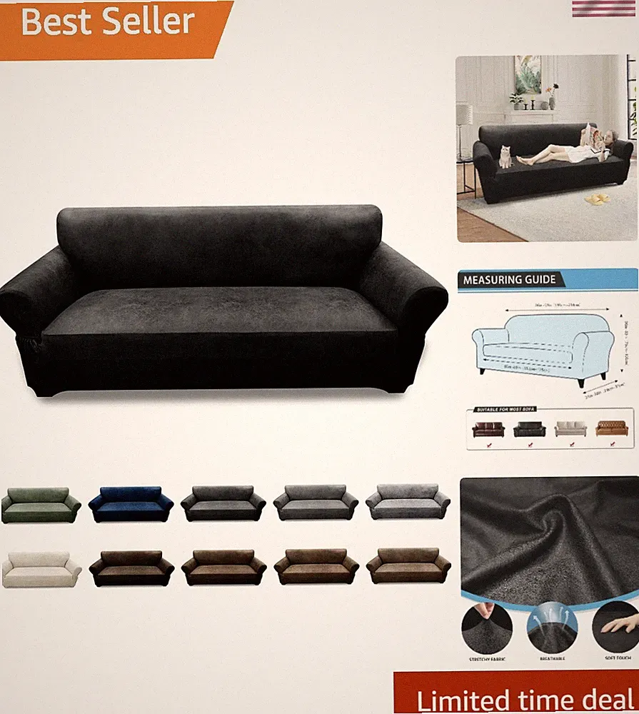 Breathable Leather-Look Couch Cover - Durable Protectant for 3-Seater Sofas