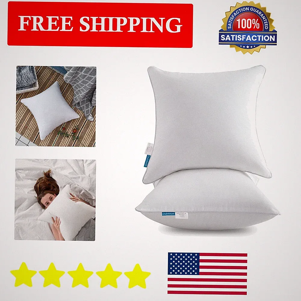 Breathable White Pillow Inserts 20x20 Inch - Perfect for Sofa & Couch, Set of 2