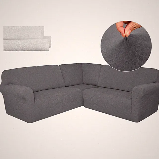 Breling 3 Pcs L Shaped Couch Covers Sectional Corner Sofa 5 Seat Light Gray
