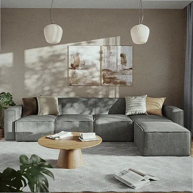 Bridgetown 5-Piece Dark Gray Modular Sofa with Ottoman for Living Room