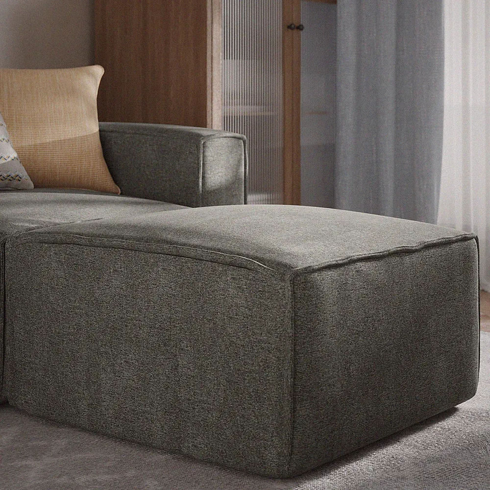 Bridgetown Luxury Modular Sectional Sofa, Ottoman Seat, Dark Gray