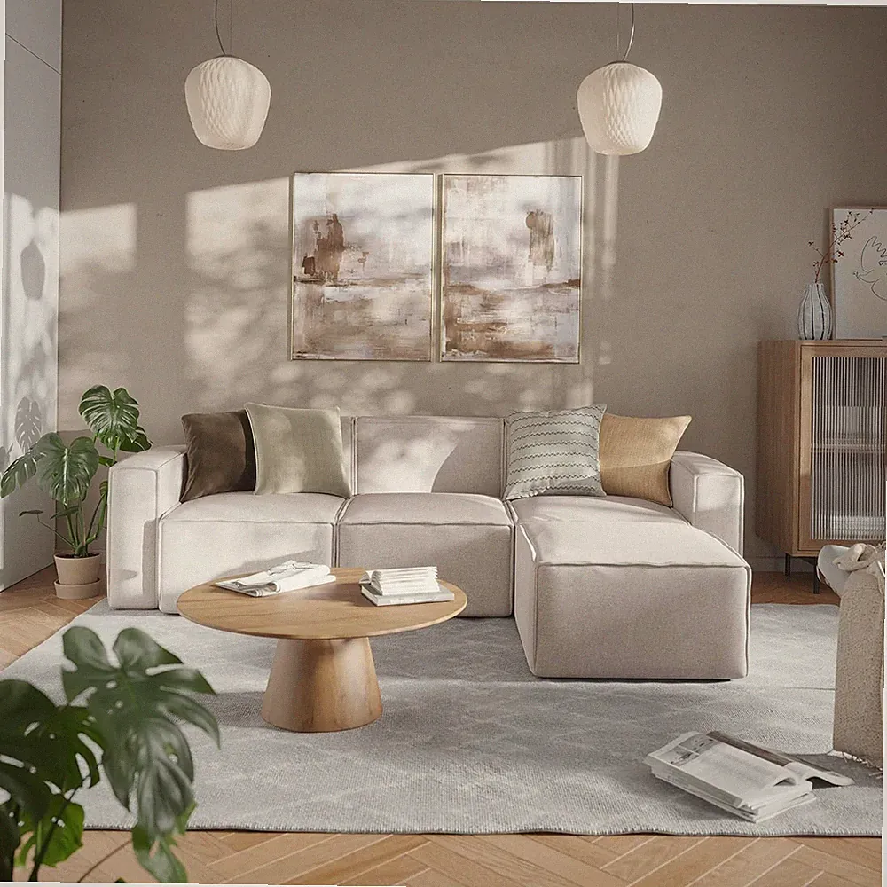 Bridgetown Modern Modular Sofa with Ottoman, 3 Seater Sectional Sofa for Living