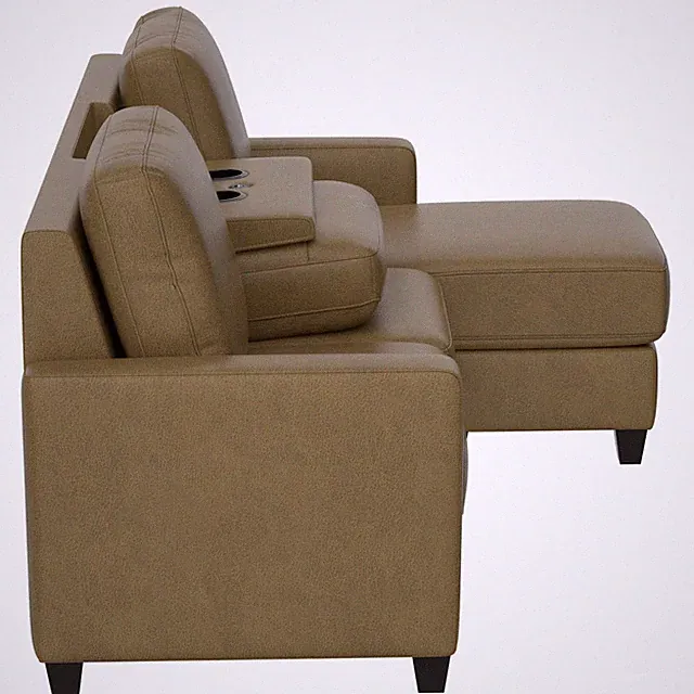 Brown 2-Piece Sofa with Chaise