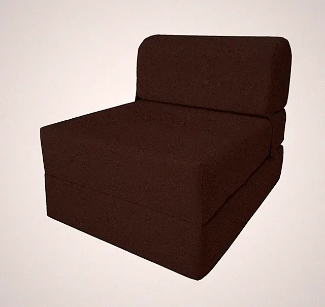Brown 6x24x70 Sleeper Chair Folding Foam Bed, Foam Density 1.8 lbs Sofa Beds