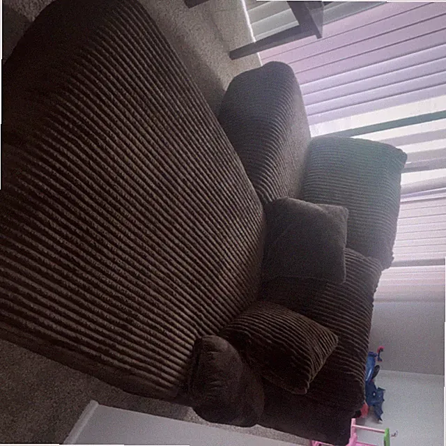 Brown Corduroy Sofa Sectional with Matching Cushions, Seats Up to 3