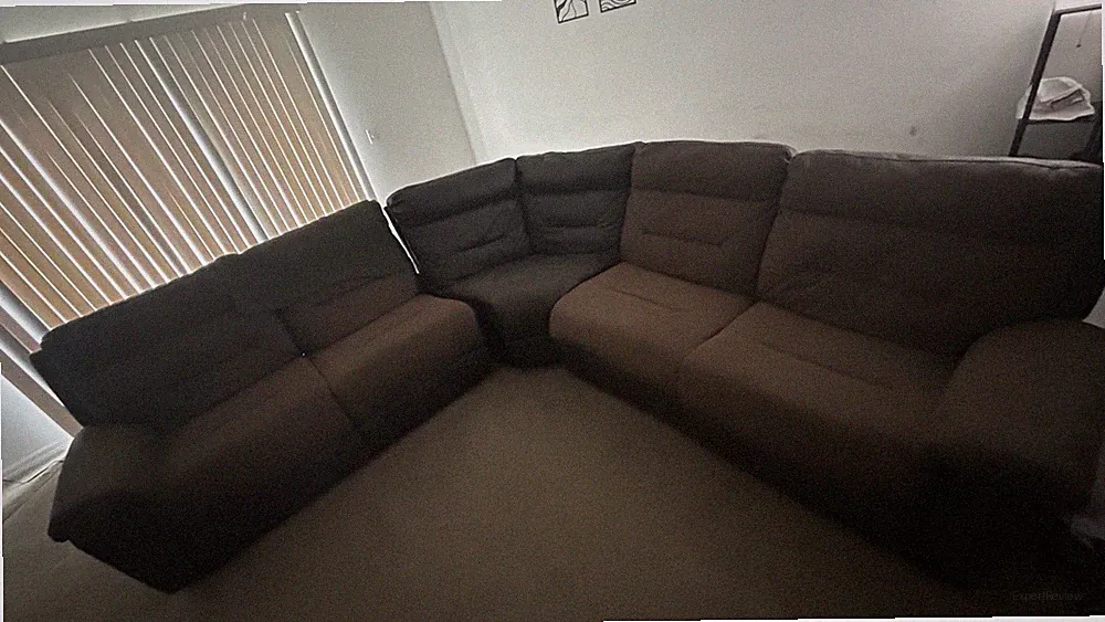 Brown Fabric Recline Corner Sectional Sofa Couch, Solid, Track Arms, Living Rm