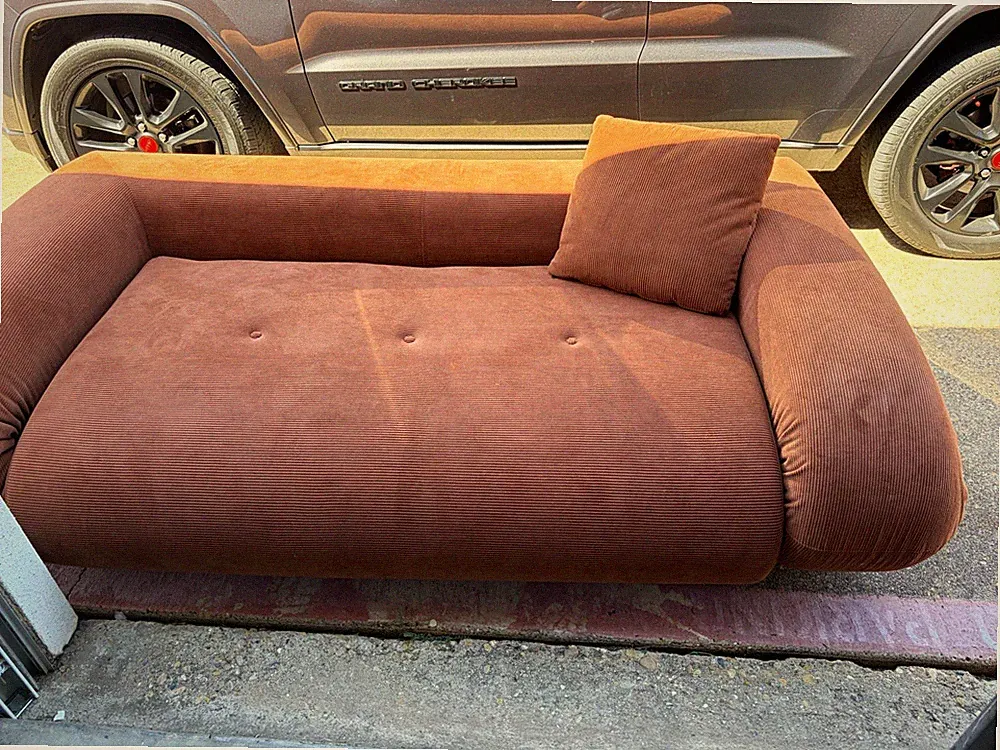 Brown Fabric Upholstered 2-Seat Sofa Couch, Track Arms, With Cushions also bed