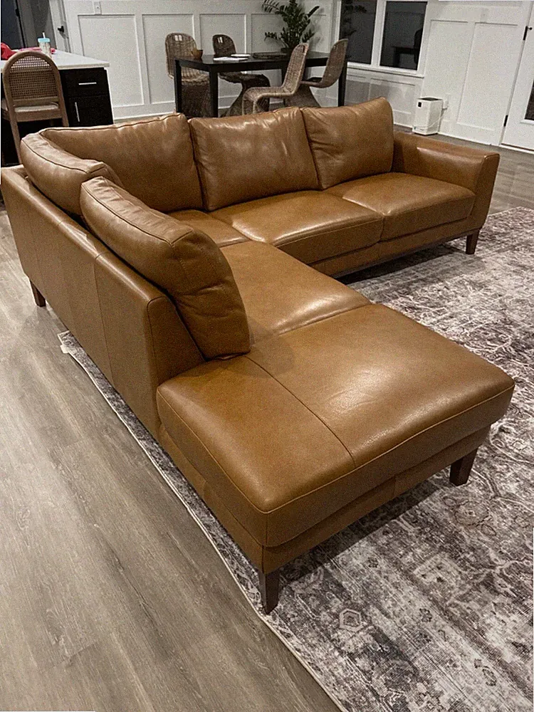 Brown full leather sectional