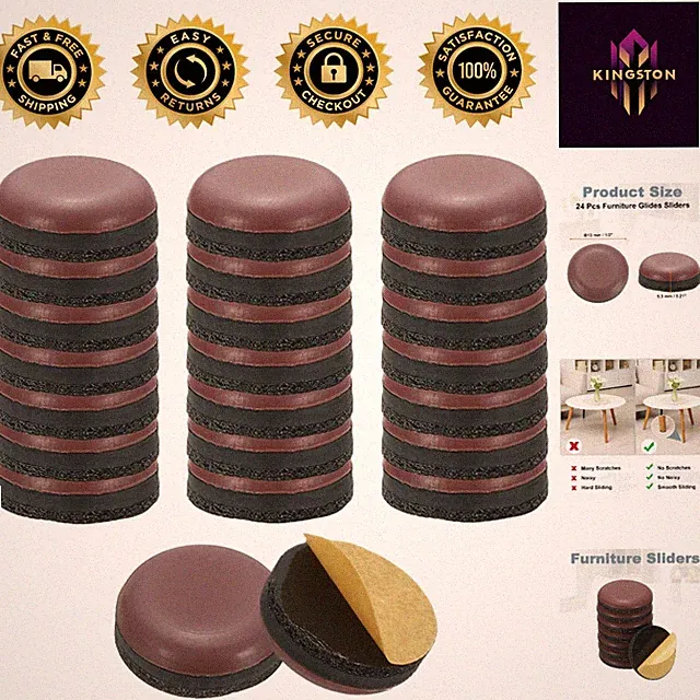 Brown Furniture Glides, 1/2" Round Sliders for Smooth Furniture Mobility