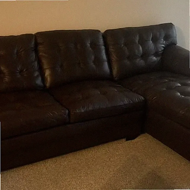Brown Genuine Leather Sectional Couch made in USA