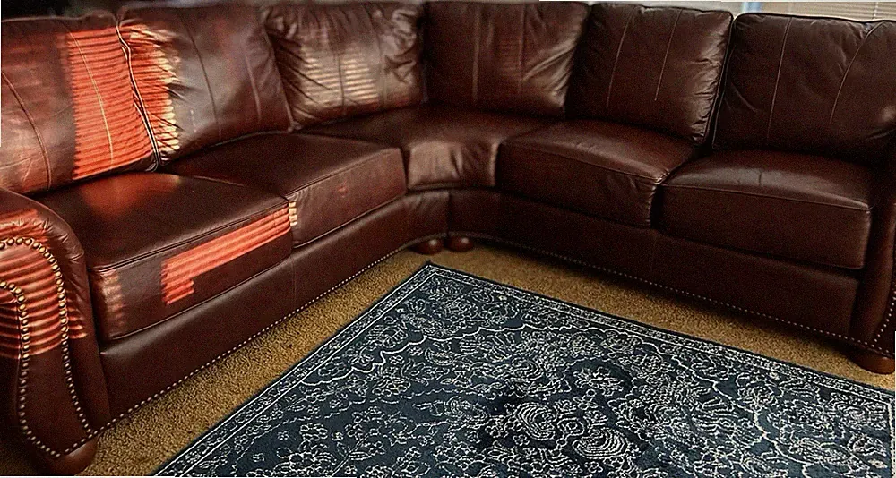Brown Leather Curve Sectional Sofa