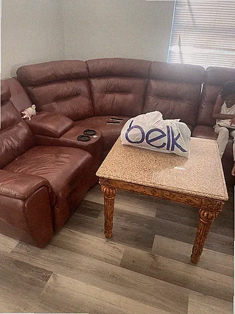 Brown Leather Sectional With Power Recliners , 12’ X 12’ used