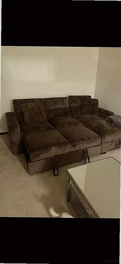 Brown Microfiber Sectional Sofa with Chaise, Cushions, Contemporary High Back