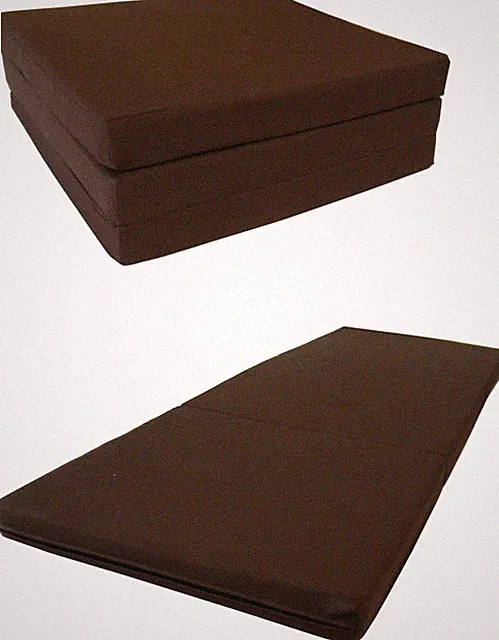 Brown Portable Tri Fold Foam Beds 3x27x75, Floor Futon Mats, Density 1.8