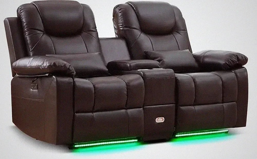 Brown PU Leather Massage Recliner Loveseat Sofa Chair Home Theater Seat