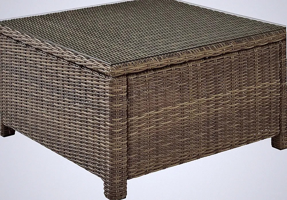 Brown Rattan Wicker Outdoor Sectional Coffee Table for Patio & Deck