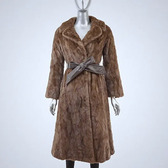 Brown Section Mink Coat- Size S