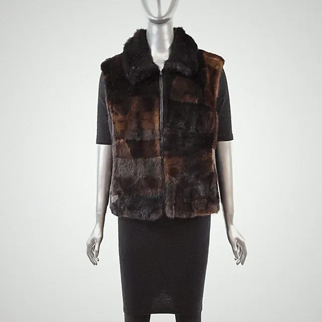 Brown Section Mink Vest- Size S