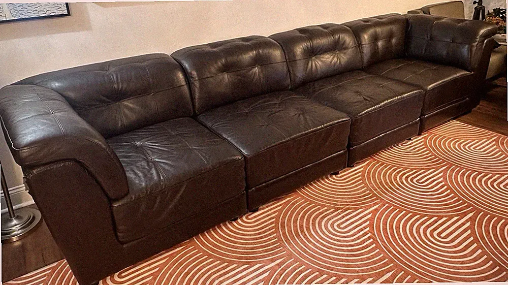 Brown Sectional Leather Couch Living Room Furniture