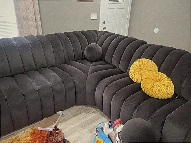 Brown Sectional Reclining Couch With Charger Ports