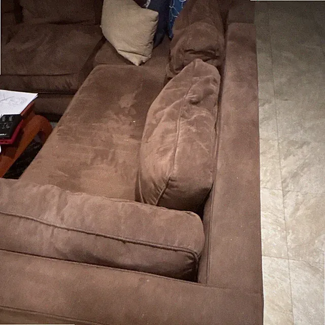 Brown Sectional Sofa, 6-Seater Microfiber, Modern Style, Wood Frame, Living Room