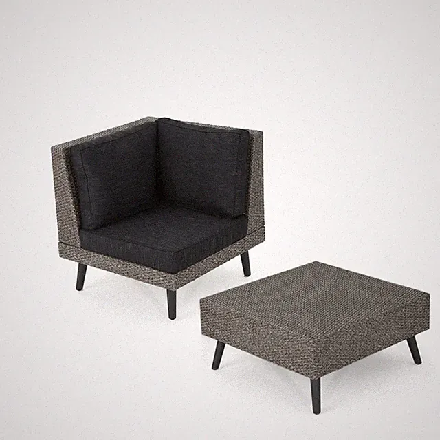 Brown Sectional Sofa Set with Corner Table