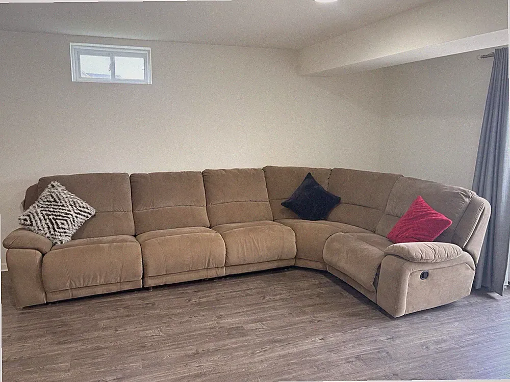 Brown Solid Sectional Sofa Couch with Recliner for Living Room