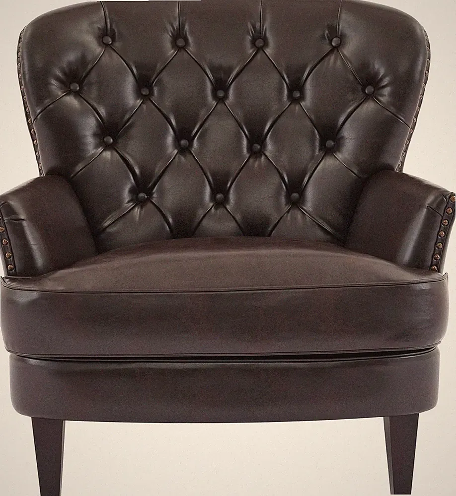 Brown Tufted Leather Club Chair by - Stylish Comfort