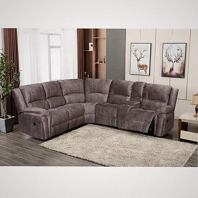 Brown Velvet Power Modular Recliner Sectional Sofa with 2 USB Port & Cup Holders
