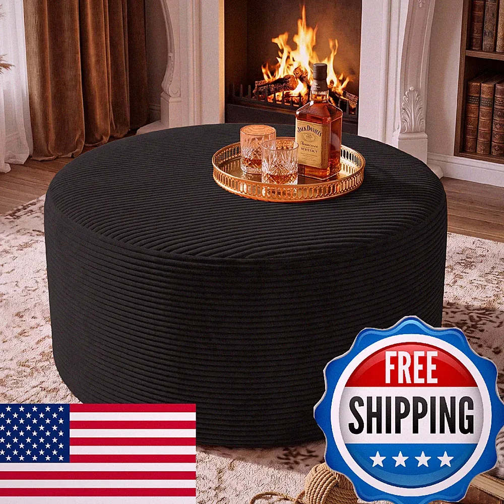 Bshomgi Round Coffee Table Ottoman For Corduroy Cloud Sectional Couches In A