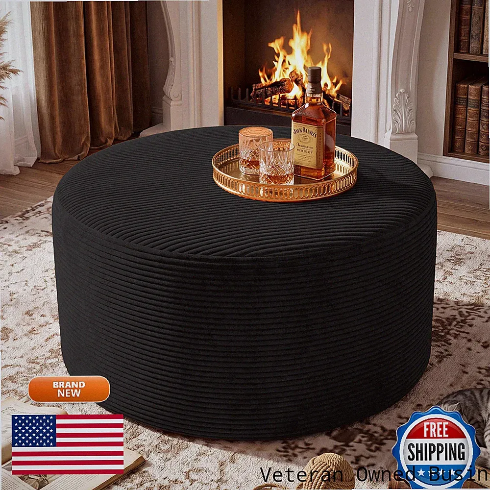 Bshomgi Round Coffee Table Ottoman For Corduroy Cloud Sectional Couches In A