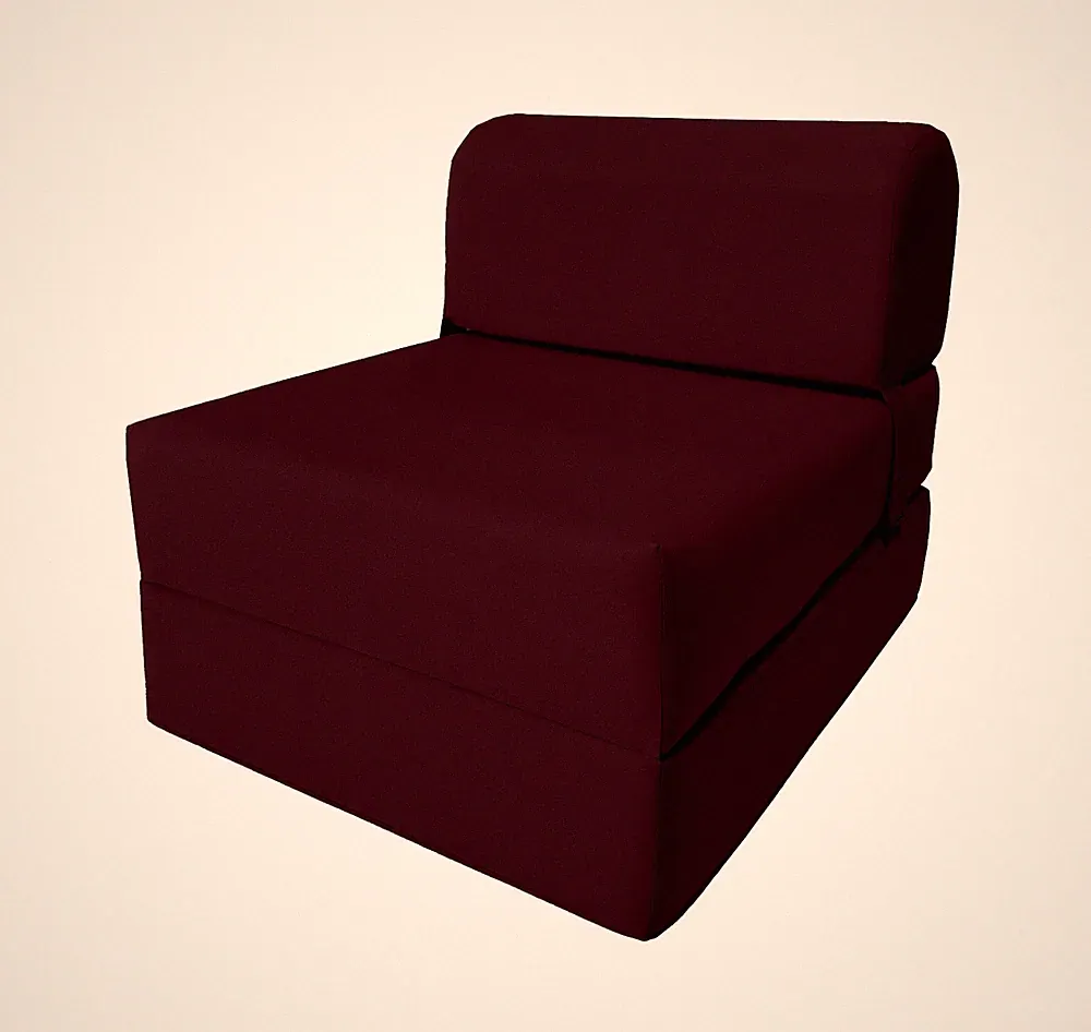 Burgundy Sleeper Chair Folding Foam Bed, Portable Sleepover Sofa Bed 6 x 24 x 70