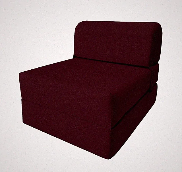 Burgundy Sleeper Chair Folding Foam Bed, Portable Sleepover Sofa Bed 6 x 24x 70