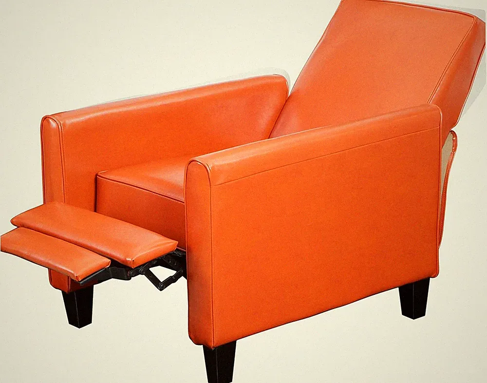 Burnt Orange Leather Recliner Club Chair by Christopher Knight Home