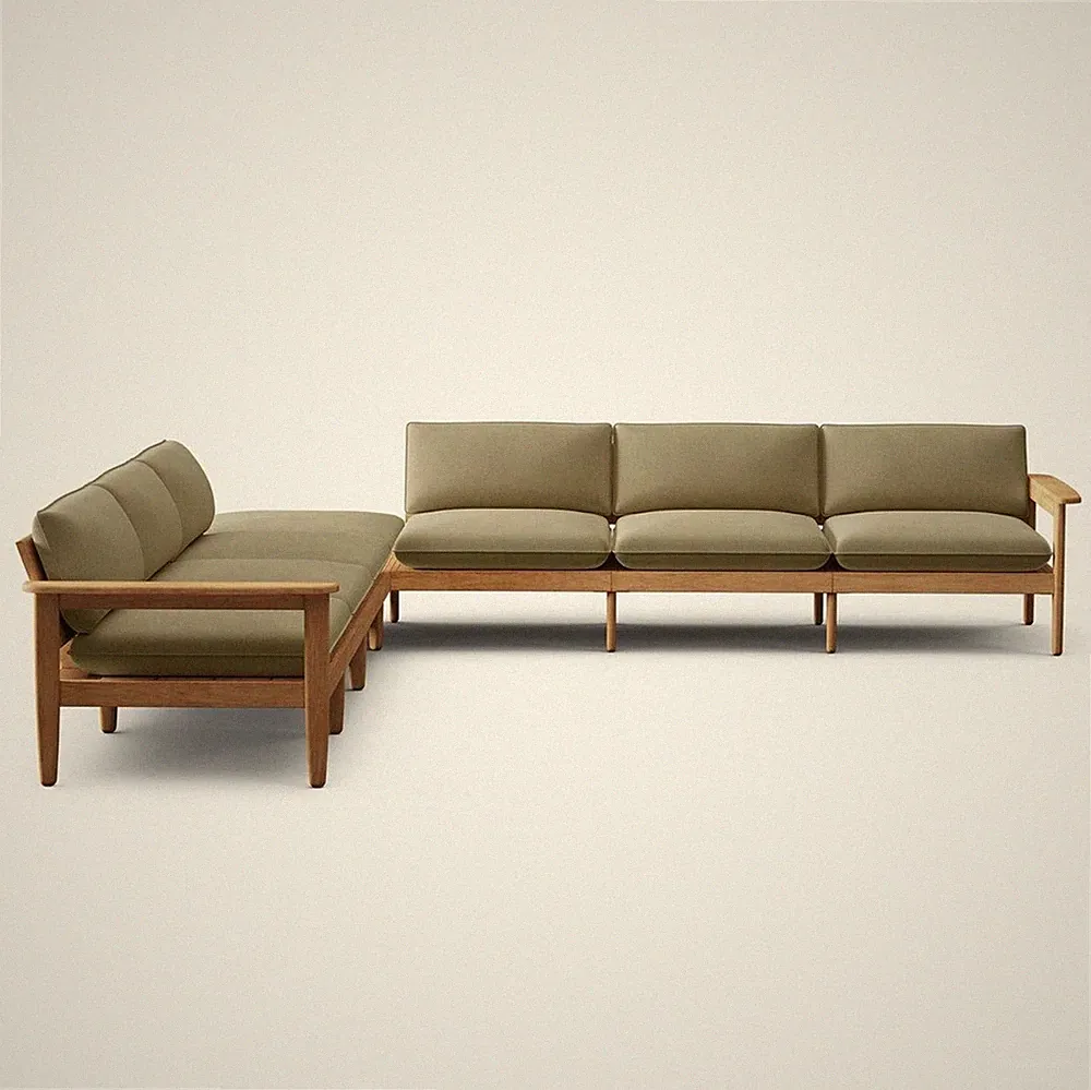 Burrow Dunes Modular Sectional Sofa with Wooden Frame, Modern L-Shape, 118”